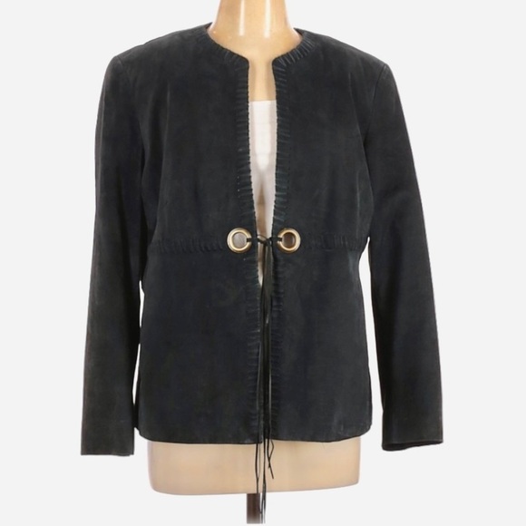 DONCASTER SPORT size 12 dark blue leather jacket in excellent condition - Picture 1 of 8